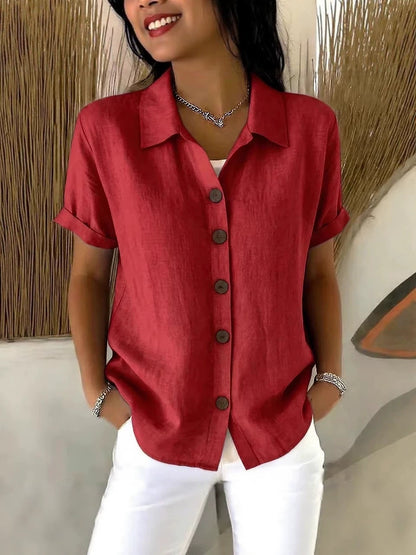 Casual Lapel Button Short Sleeve T-Shirt