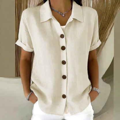 Casual Lapel Button Short Sleeve T-Shirt