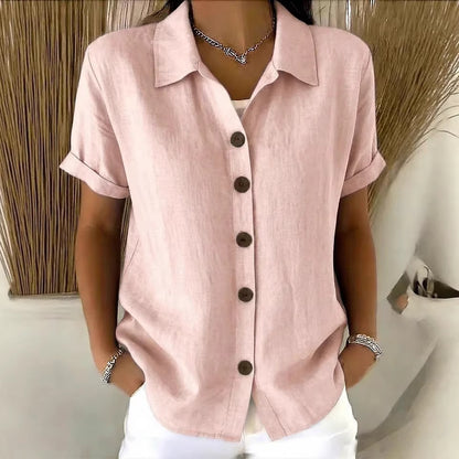 Casual Lapel Button Short Sleeve T-Shirt