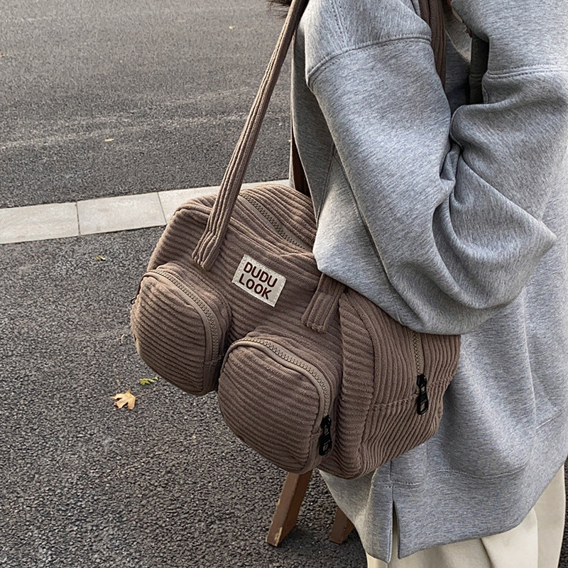 Casual Large Capacity Corduroy Shoulder Bag