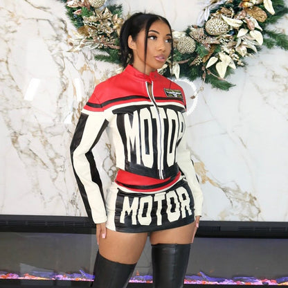 Casual Letter Pattern Women's Long Sleeve Top and Skirt Set