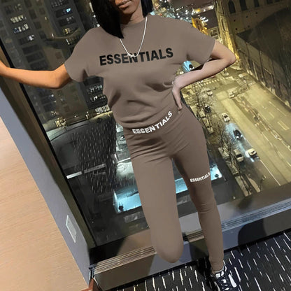 Casual Letter Print Polyester Two-Piece Set