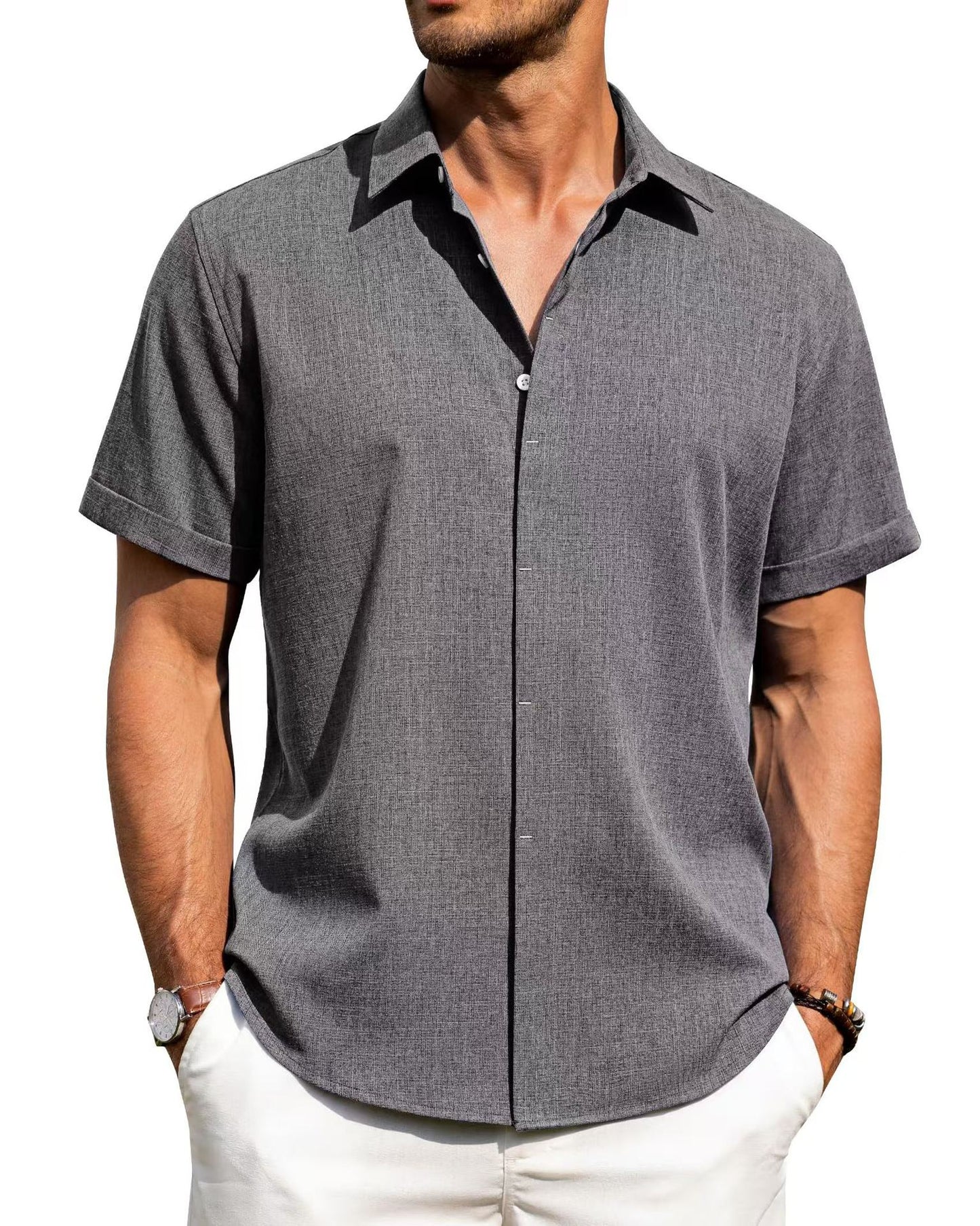 Casual Linen Short Sleeve Shirt