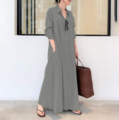 Casual Long Sleeve Pocket Dress