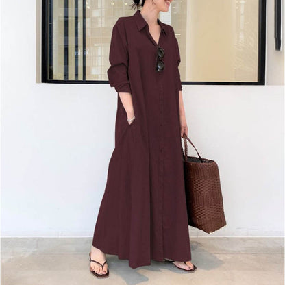 Casual Long Sleeve Pocket Dress