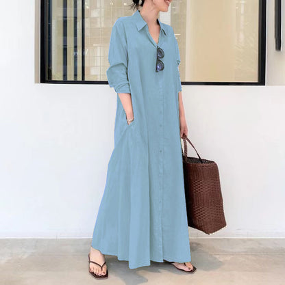 Casual Long Sleeve Pocket Dress