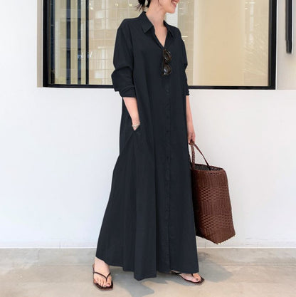 Casual Long Sleeve Pocket Dress
