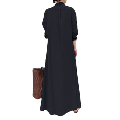 Casual Long Sleeve Pocket Dress