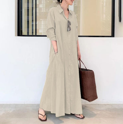 Casual Long Sleeve Pocket Dress