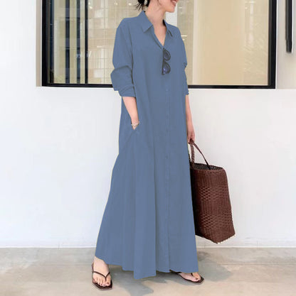 Casual Long Sleeve Pocket Dress