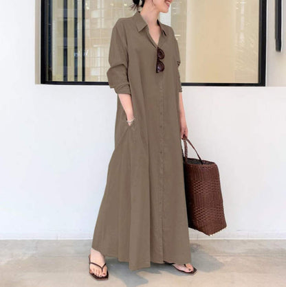 Casual Long Sleeve Pocket Dress