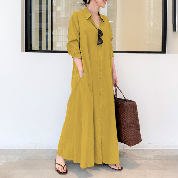 Casual Long Sleeve Pocket Dress
