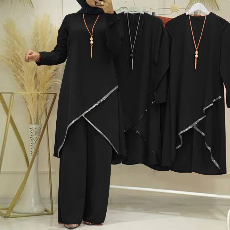 Casual Long Sleeve Shirt and Wide Leg Pants Set for Women