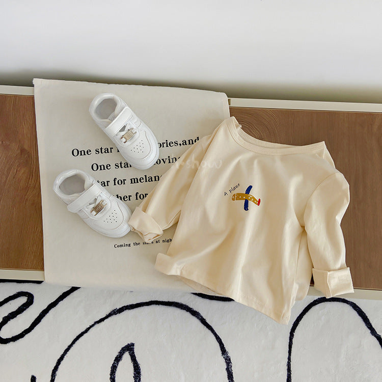 Casual long-sleeved children's and baby top T-shirt base shirt