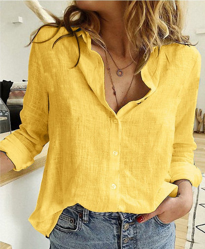 Casual Loose Fit Long Sleeve Linen Shirt