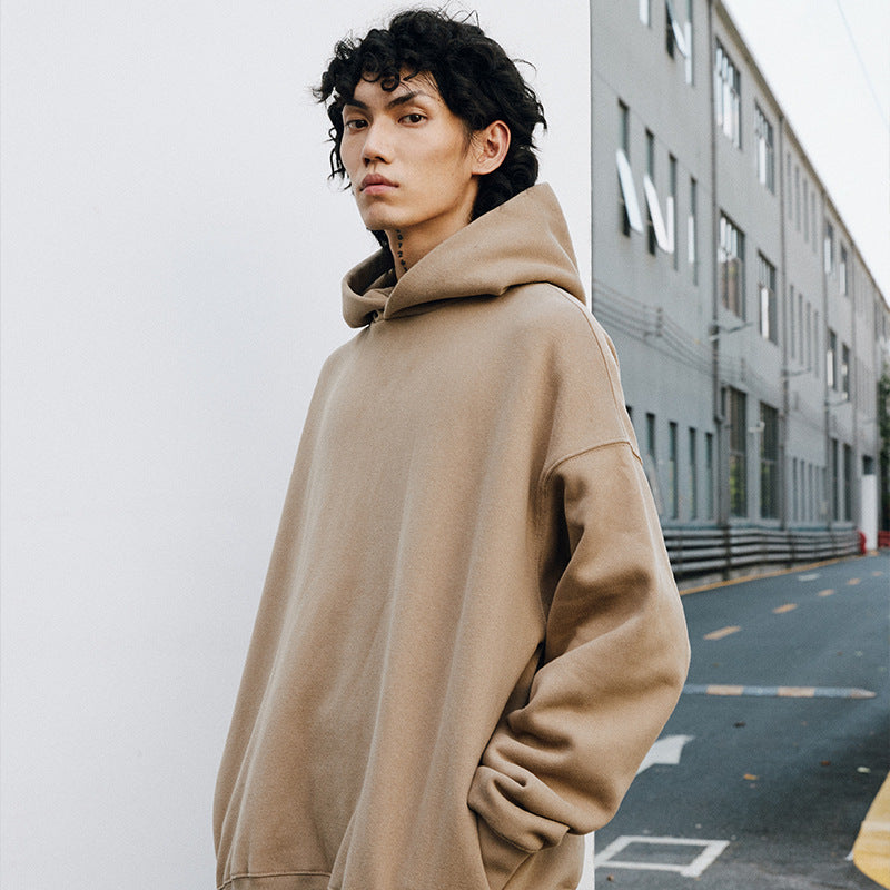 Casual Loose Solid Color Hooded Men's Wear