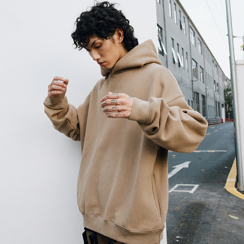 Casual Loose Solid Color Hooded Men's Wear