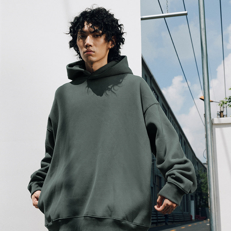 Casual Loose Solid Color Hooded Men's Wear