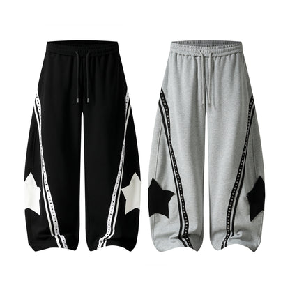 Casual Patchwork Drawstring Pants