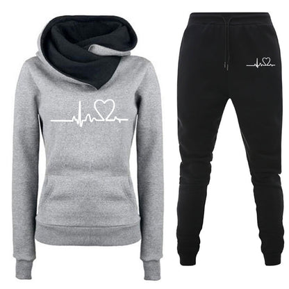 Casual Printed Hoodie Sweatshirt Suit