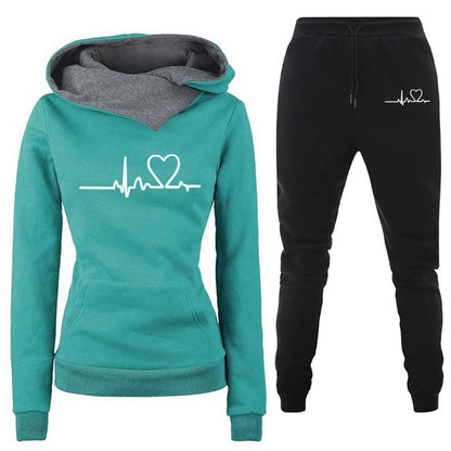 Casual Printed Hoodie Sweatshirt Suit