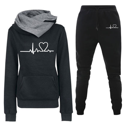 Casual Printed Hoodie Sweatshirt Suit