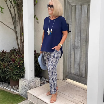 Casual Printed Jacket Pants Set