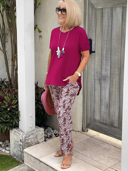 Casual Printed Jacket Pants Set