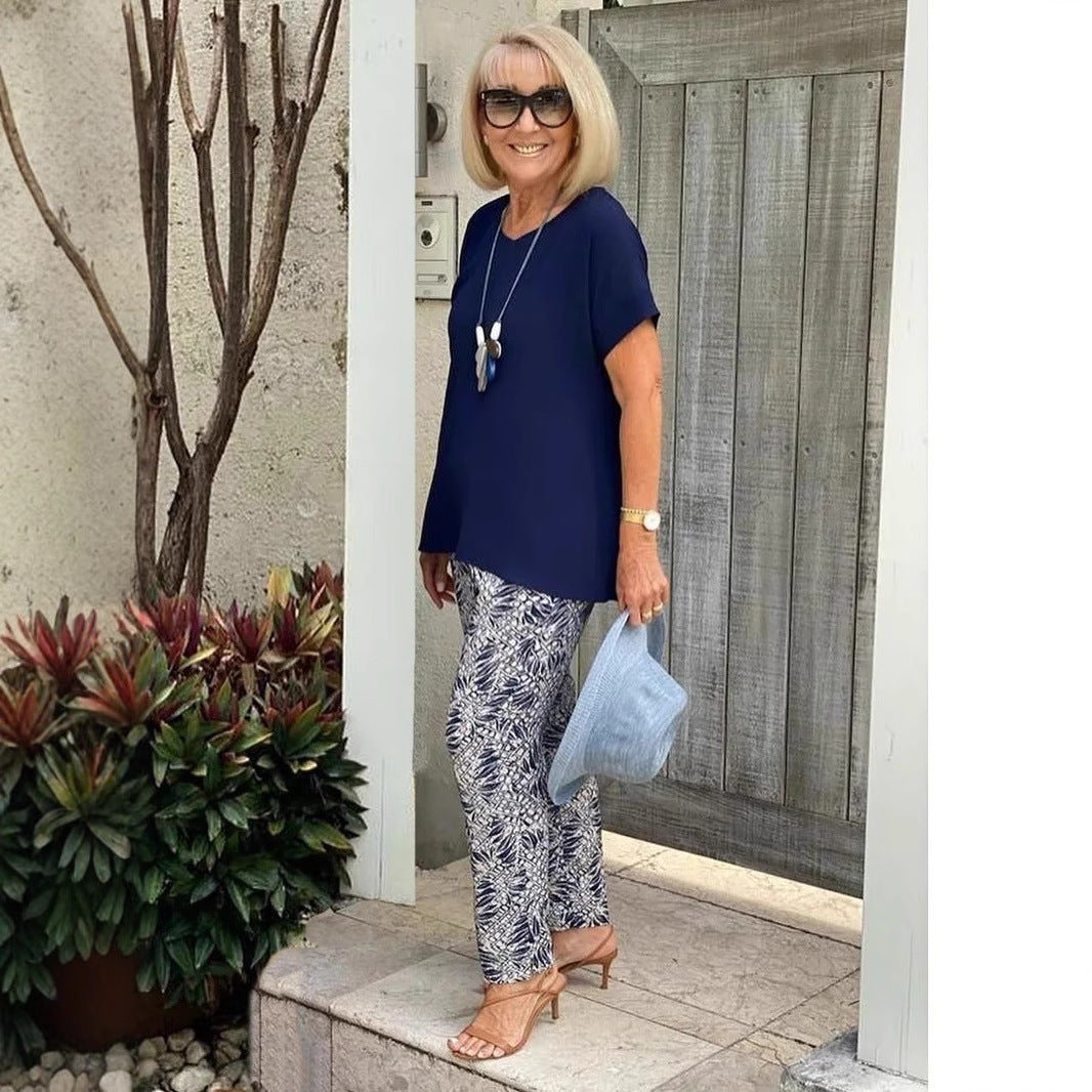 Casual Printed Jacket Pants Set