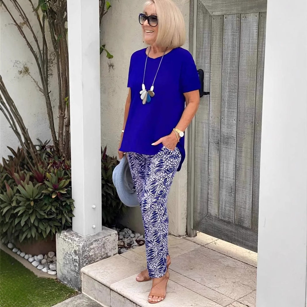 Casual Printed Jacket Pants Set