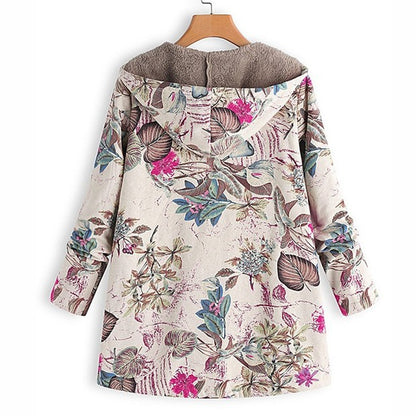Casual printed plush hoodie