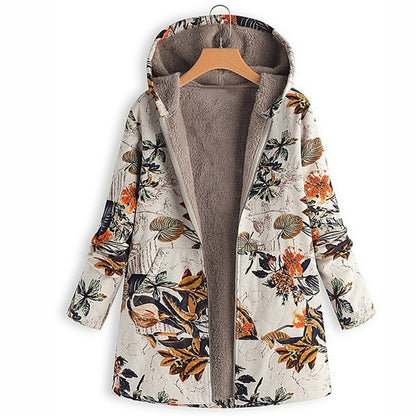 Casual printed plush hoodie