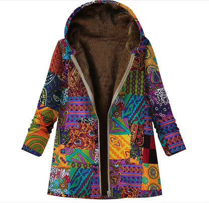 Casual printed plush hoodie