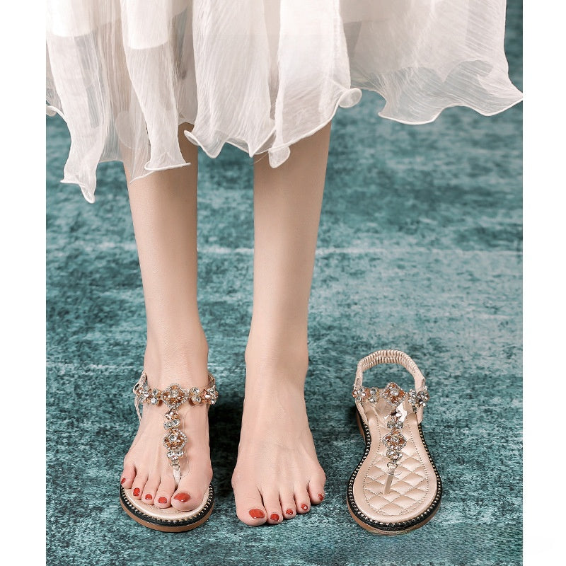 Casual Rhinestone Flip Flops for Women
