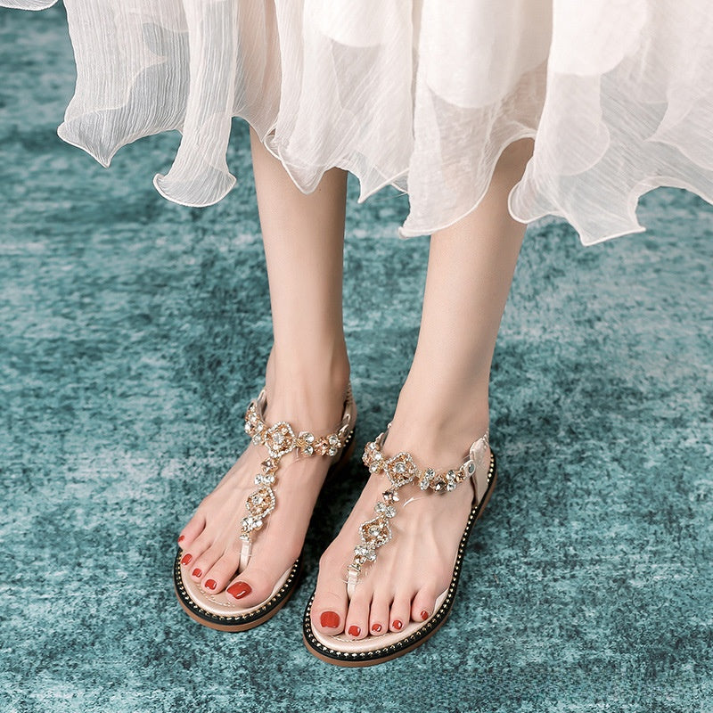 Casual Rhinestone Flip Flops for Women
