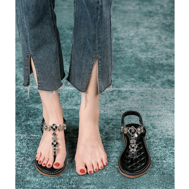 Casual Rhinestone Flip Flops for Women