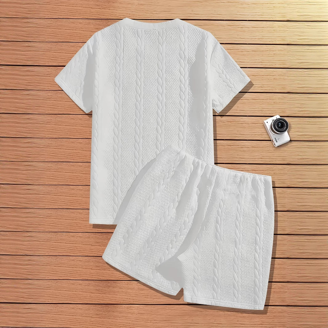 Casual Ribbed Short-Sleeved Set