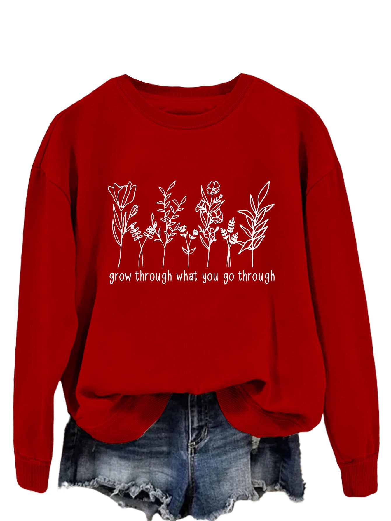 Casual round-neck hoodless sweatshirt