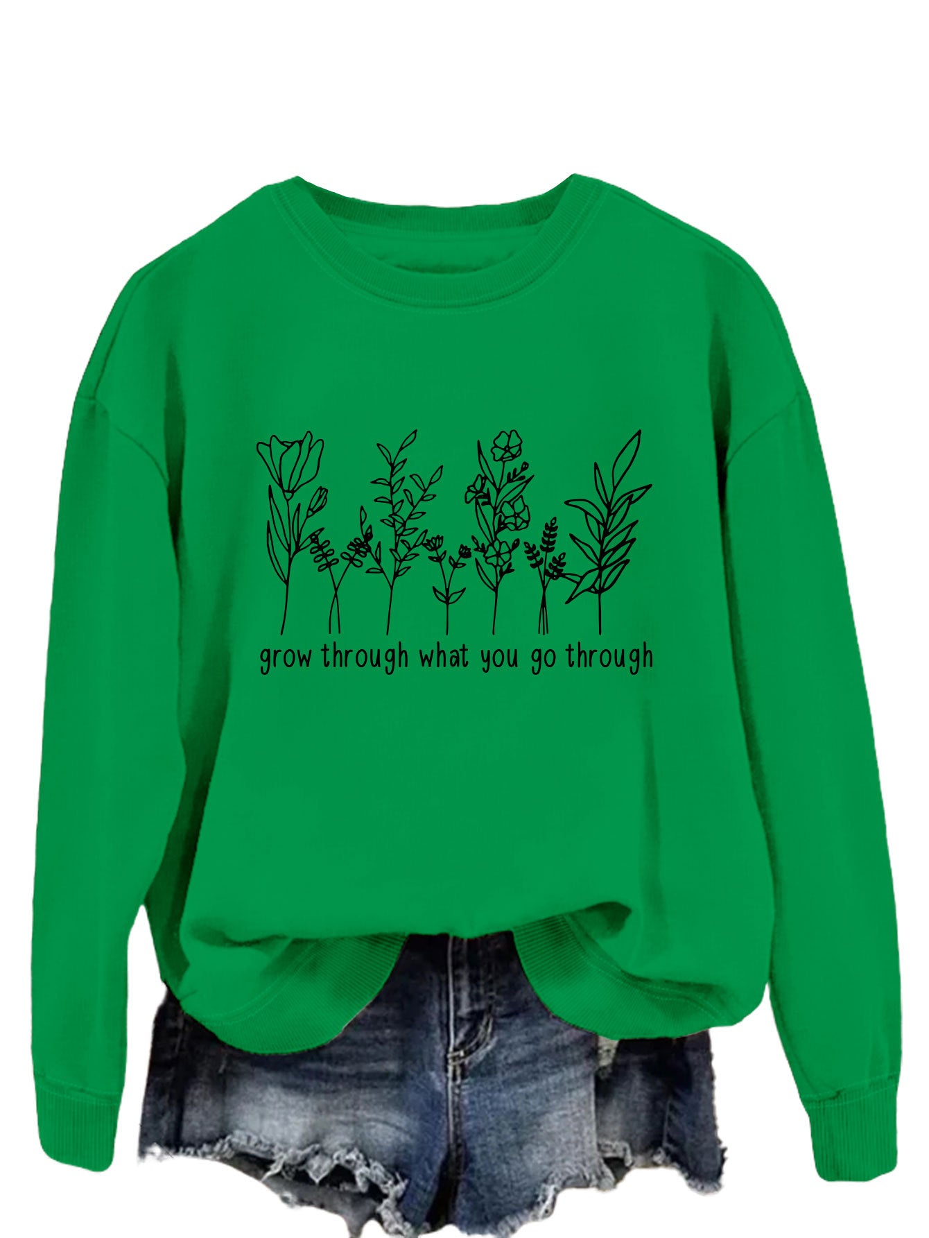 Casual round-neck hoodless sweatshirt