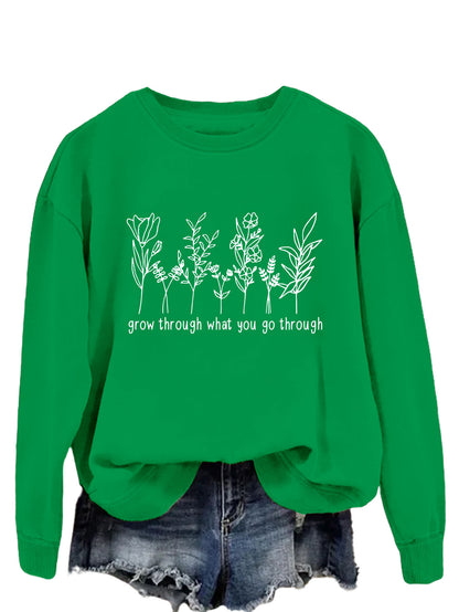 Casual round-neck hoodless sweatshirt
