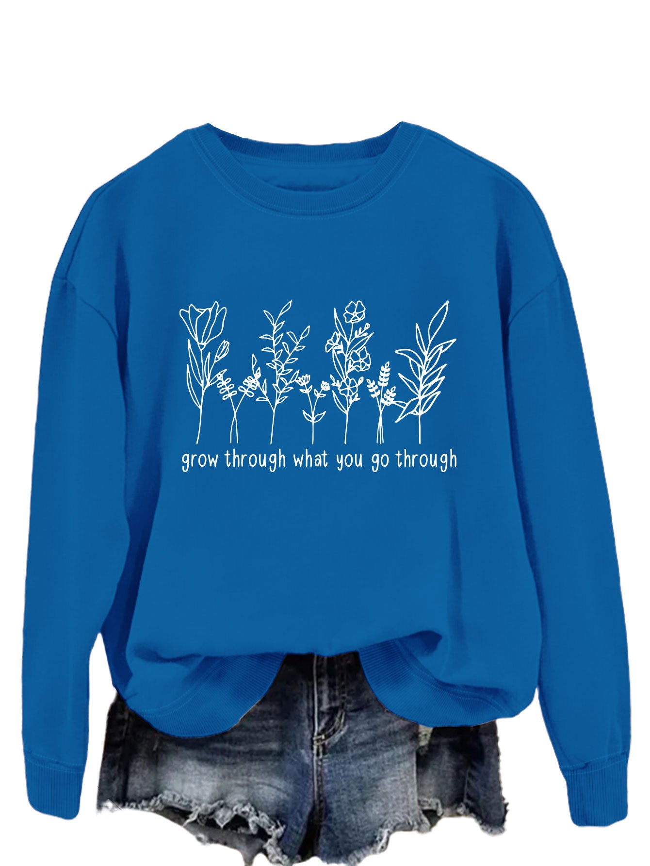Casual round-neck hoodless sweatshirt
