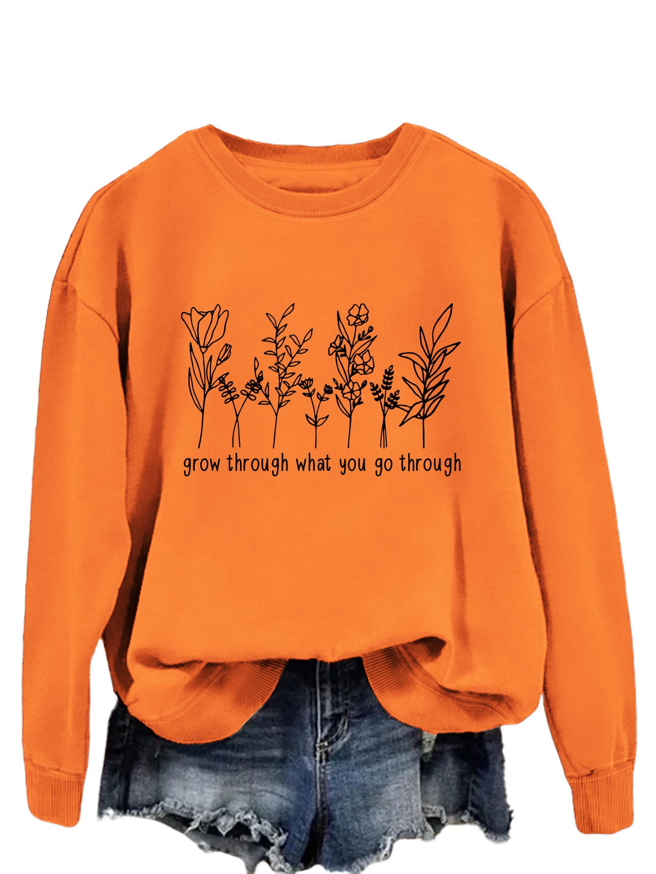 Casual round-neck hoodless sweatshirt