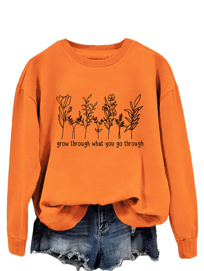 Casual round-neck hoodless sweatshirt