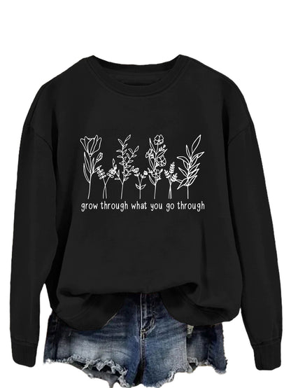 Casual round-neck hoodless sweatshirt