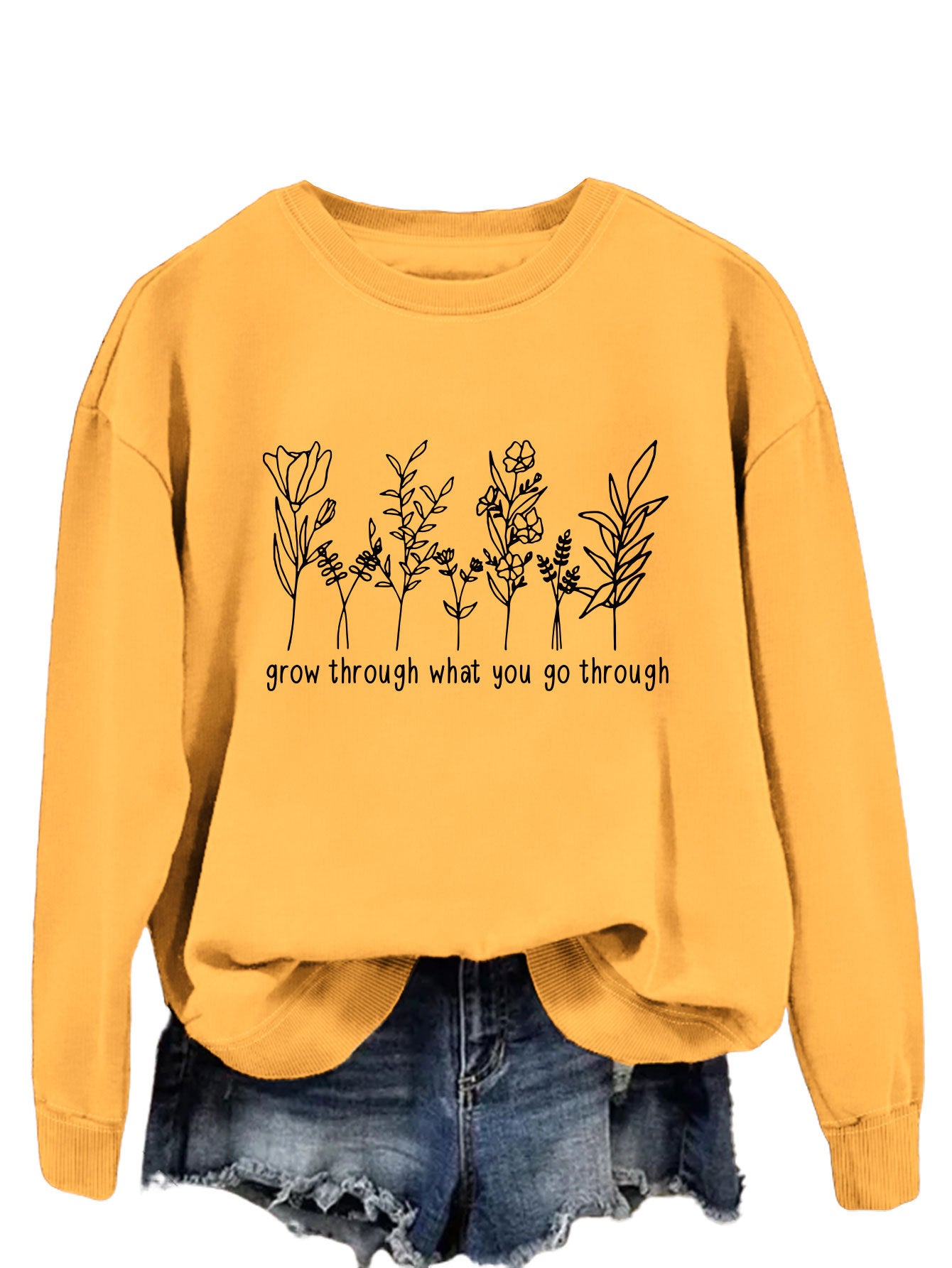 Casual round-neck hoodless sweatshirt