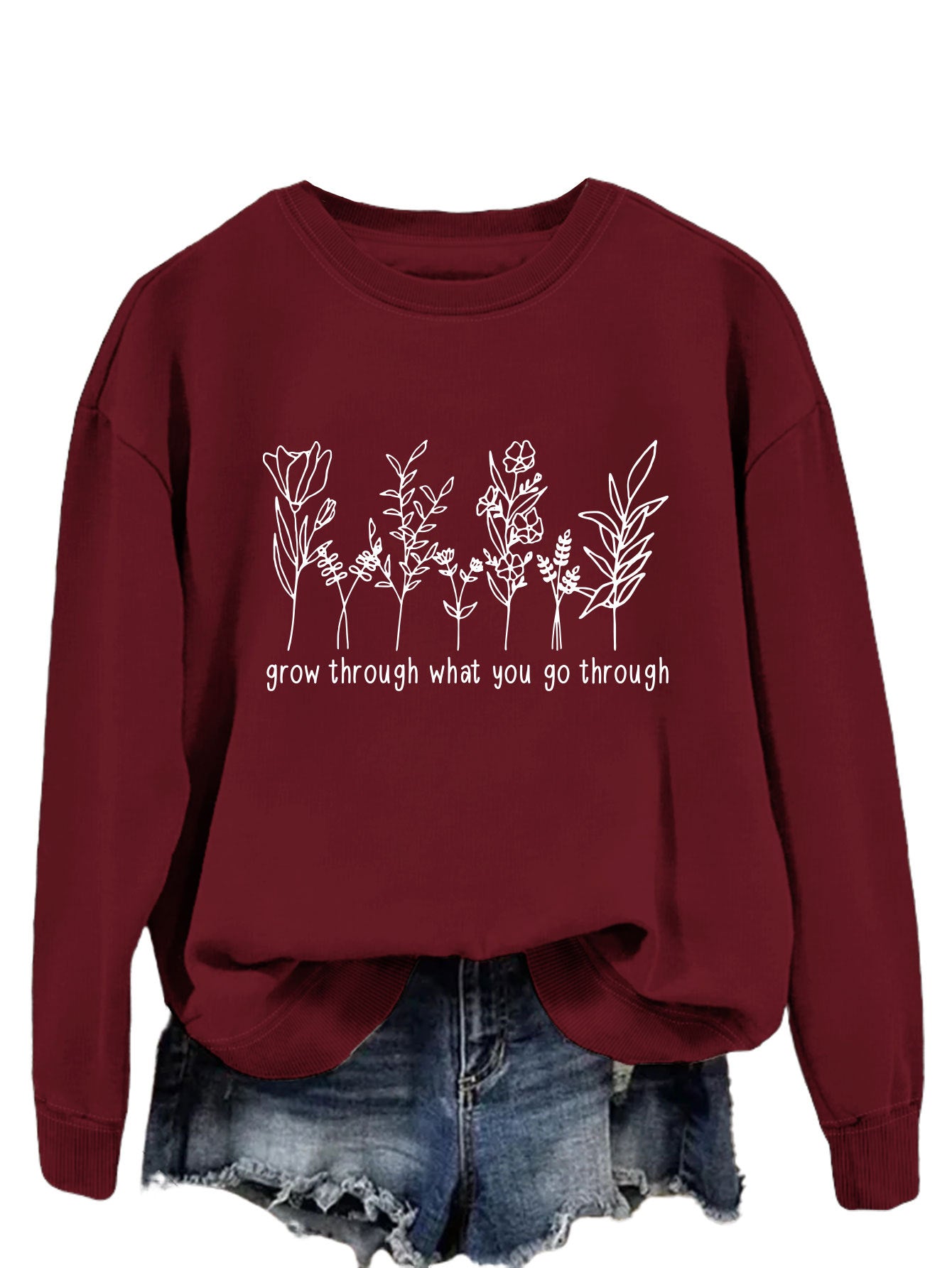 Casual round-neck hoodless sweatshirt