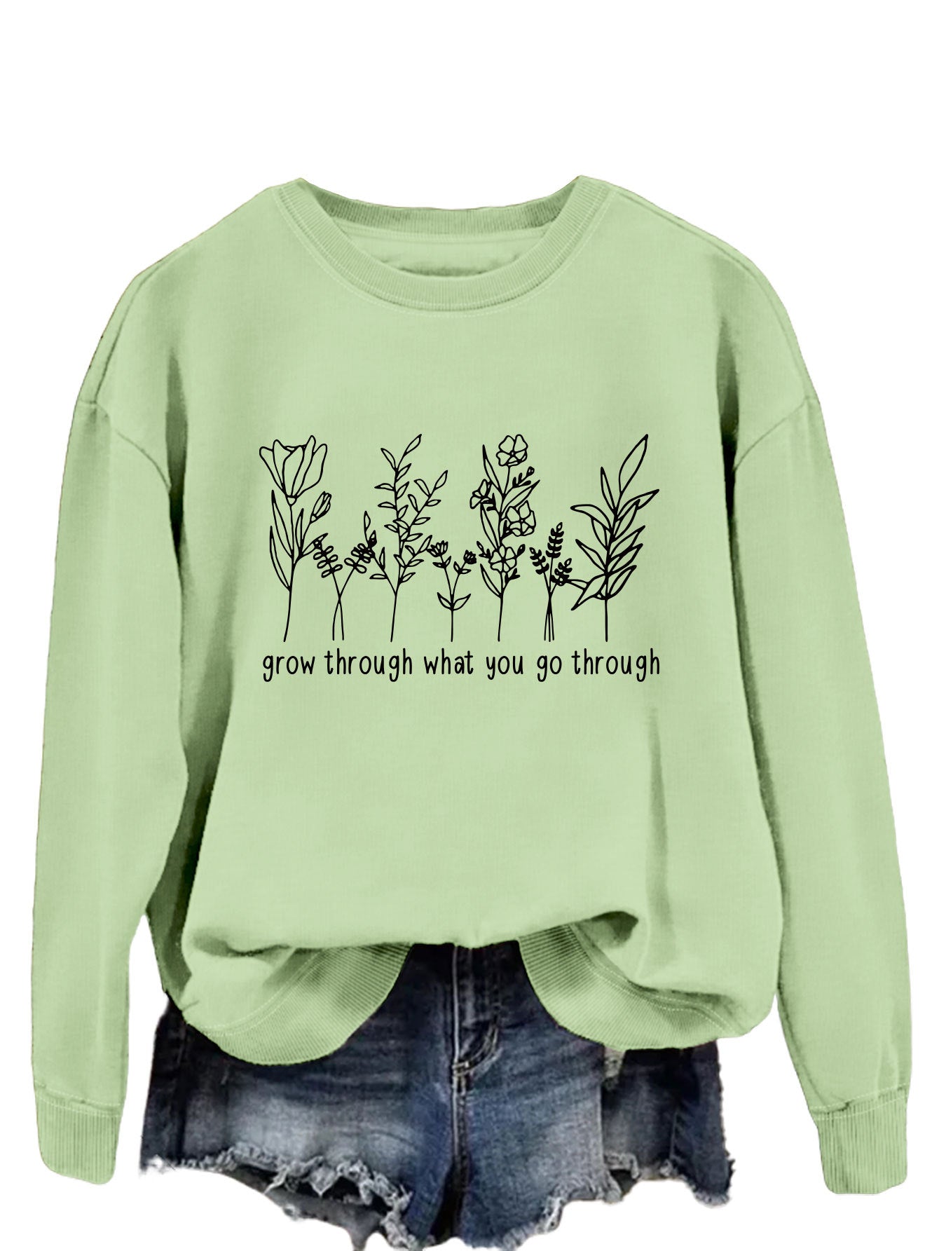 Casual round-neck hoodless sweatshirt