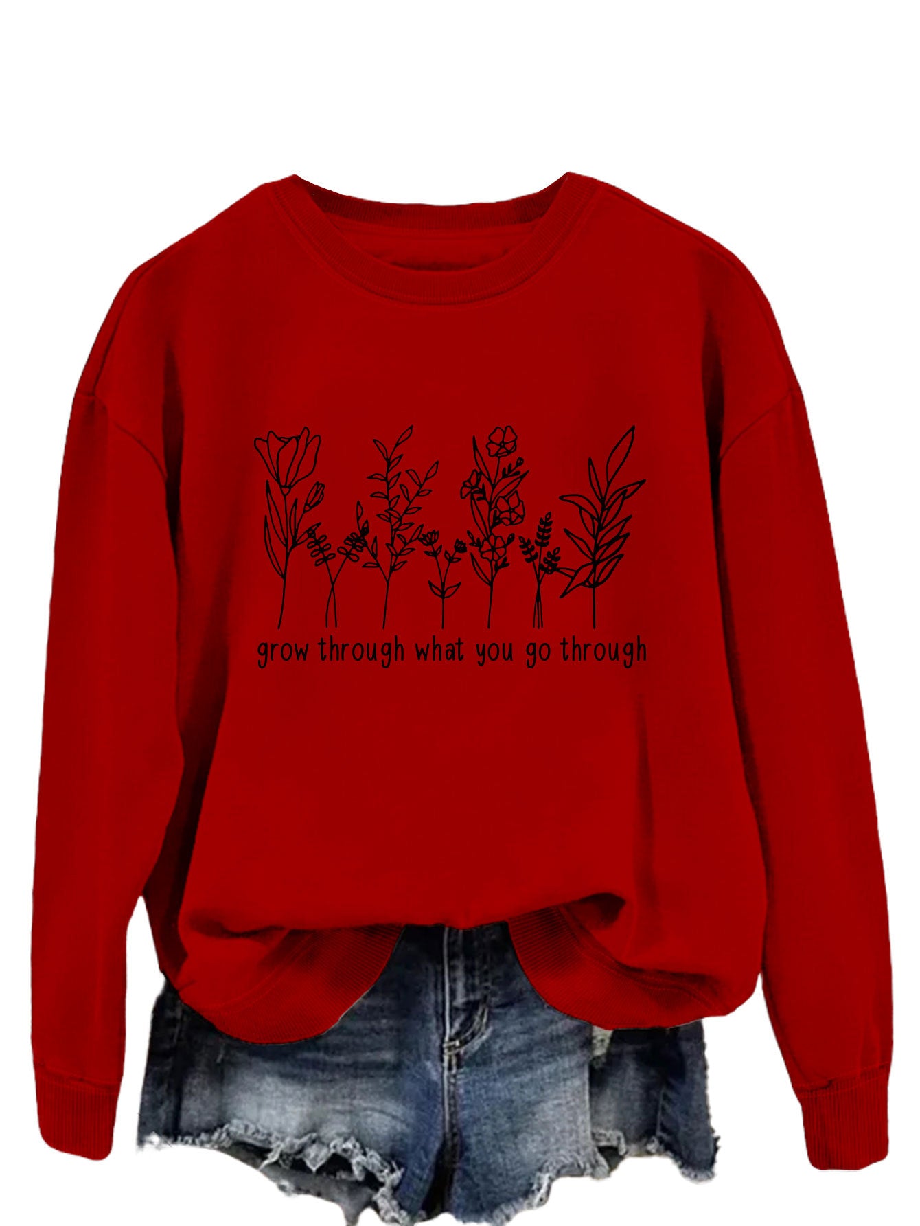 Casual round-neck hoodless sweatshirt