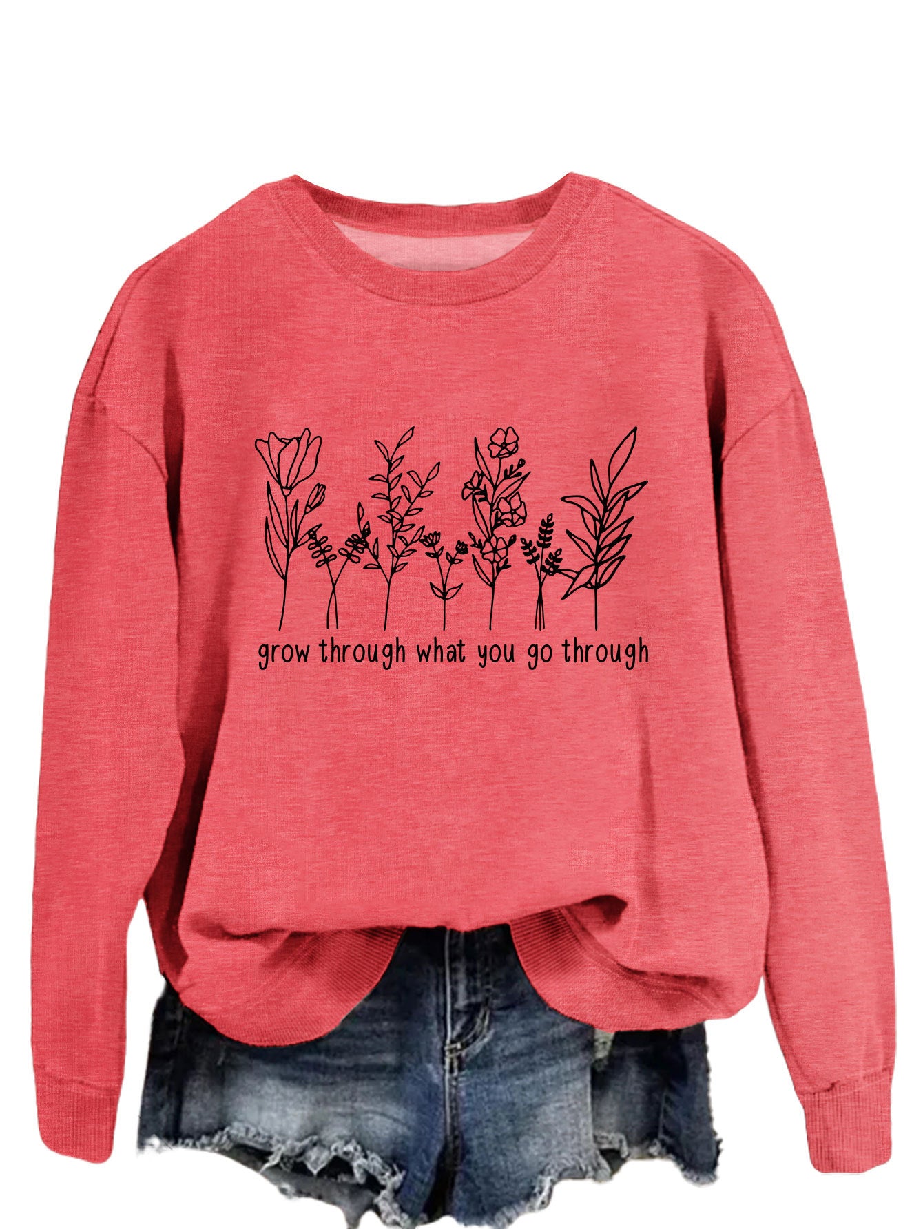 Casual round-neck hoodless sweatshirt