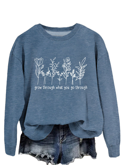 Casual round-neck hoodless sweatshirt